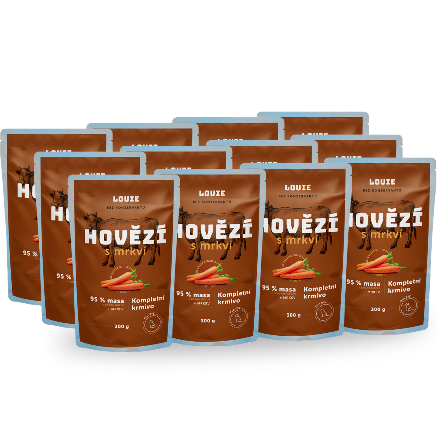 Paket mit 12 Beuteln – Rind mit Karotten 300 g