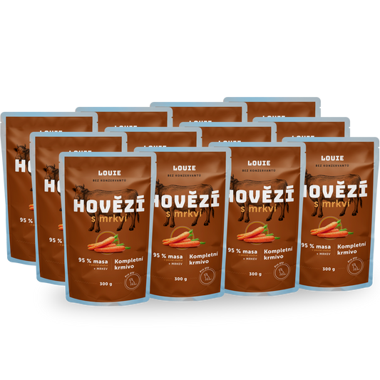 Balení kapsiček 12ks - Hovězí s mrkví 300g