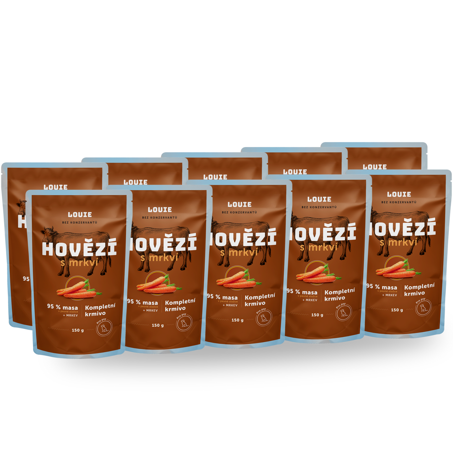 Paket mit 10 Beuteln – Rind mit Karotten 150 g