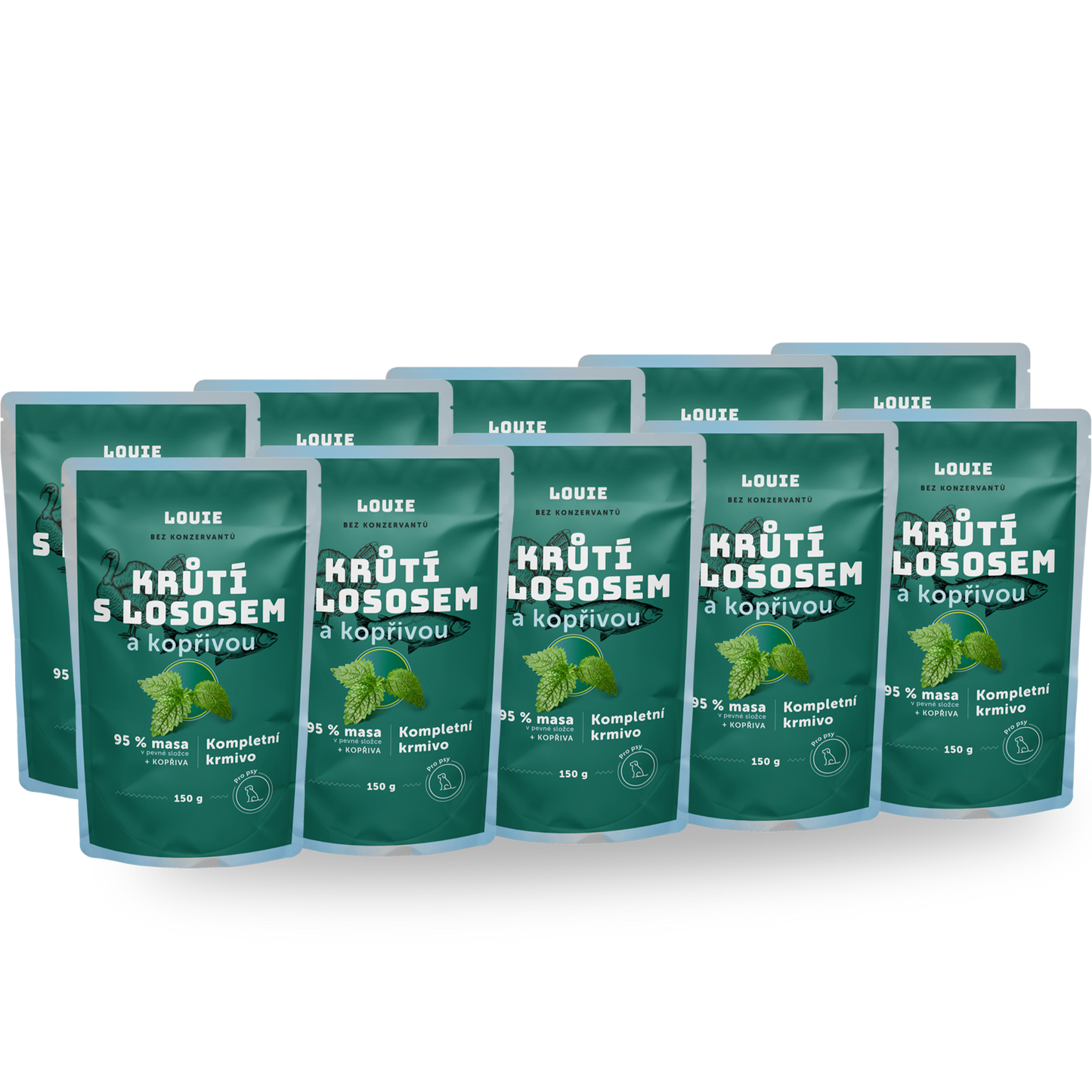 Paket mit 10 Beuteln – Pute mit Lachs und Brennnessel 150g