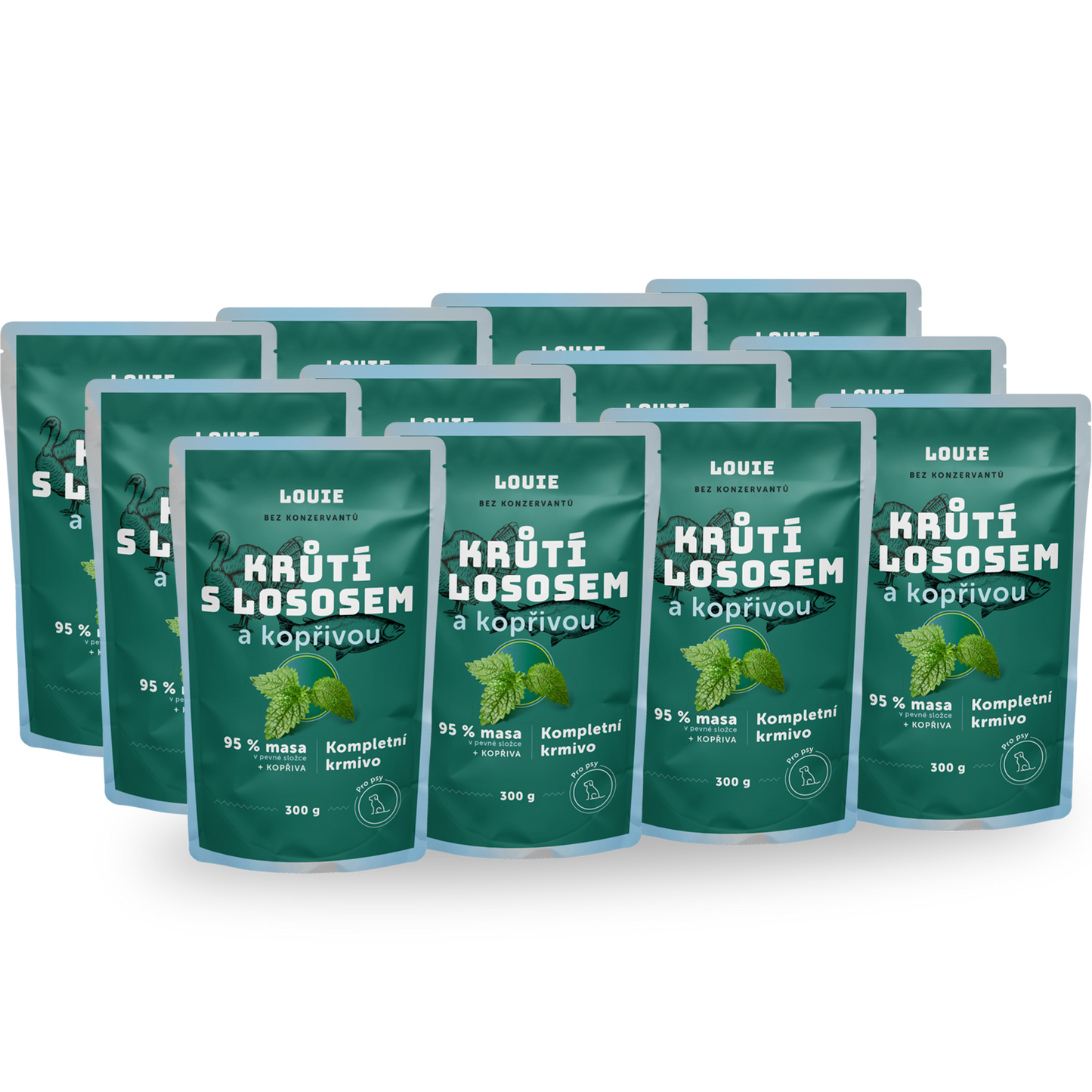 Paket mit 12 Beuteln – Pute mit Lachs und Brennnessel 300 g