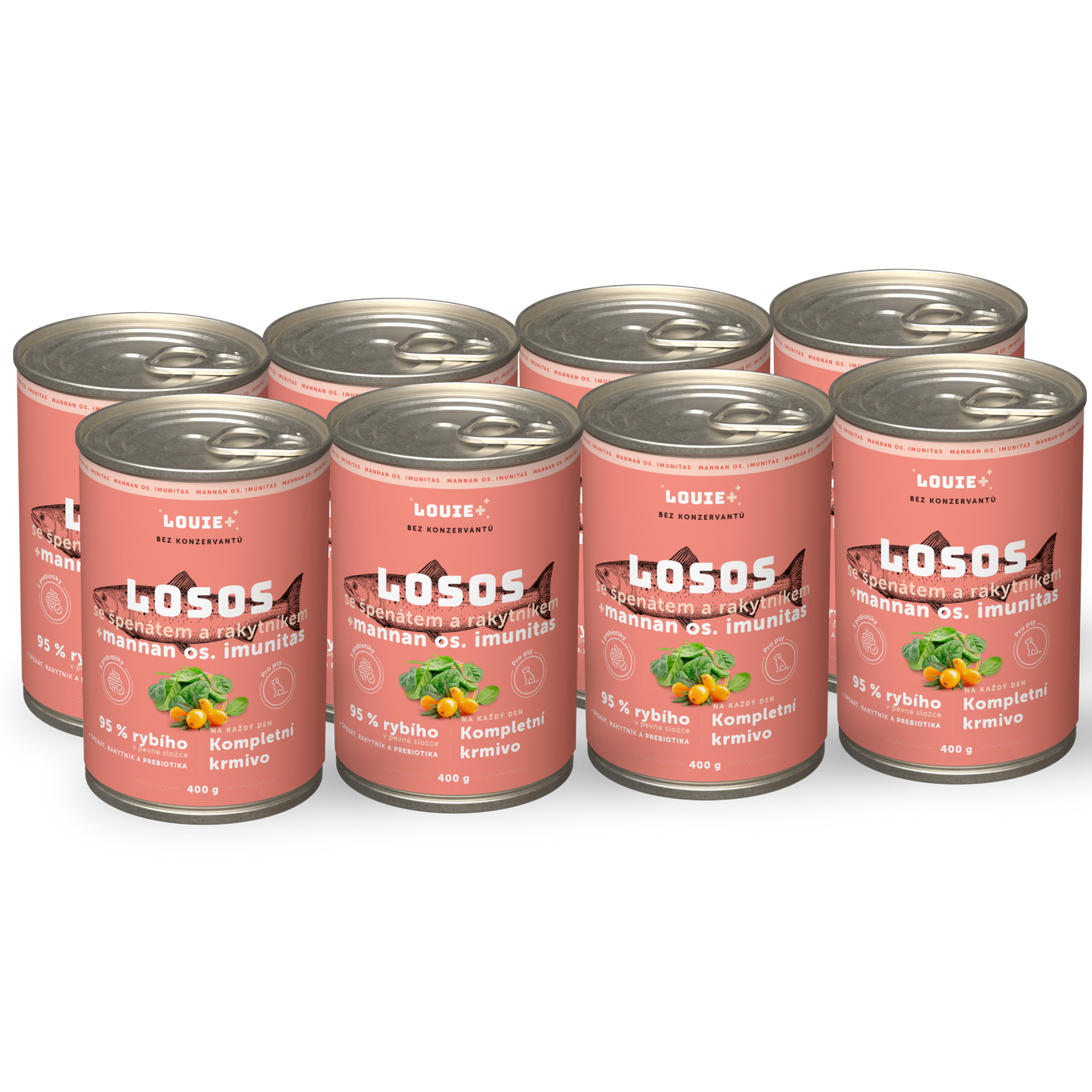 Losos s rakytníkem, špenátem a prebiotiky 400g - 8 ks