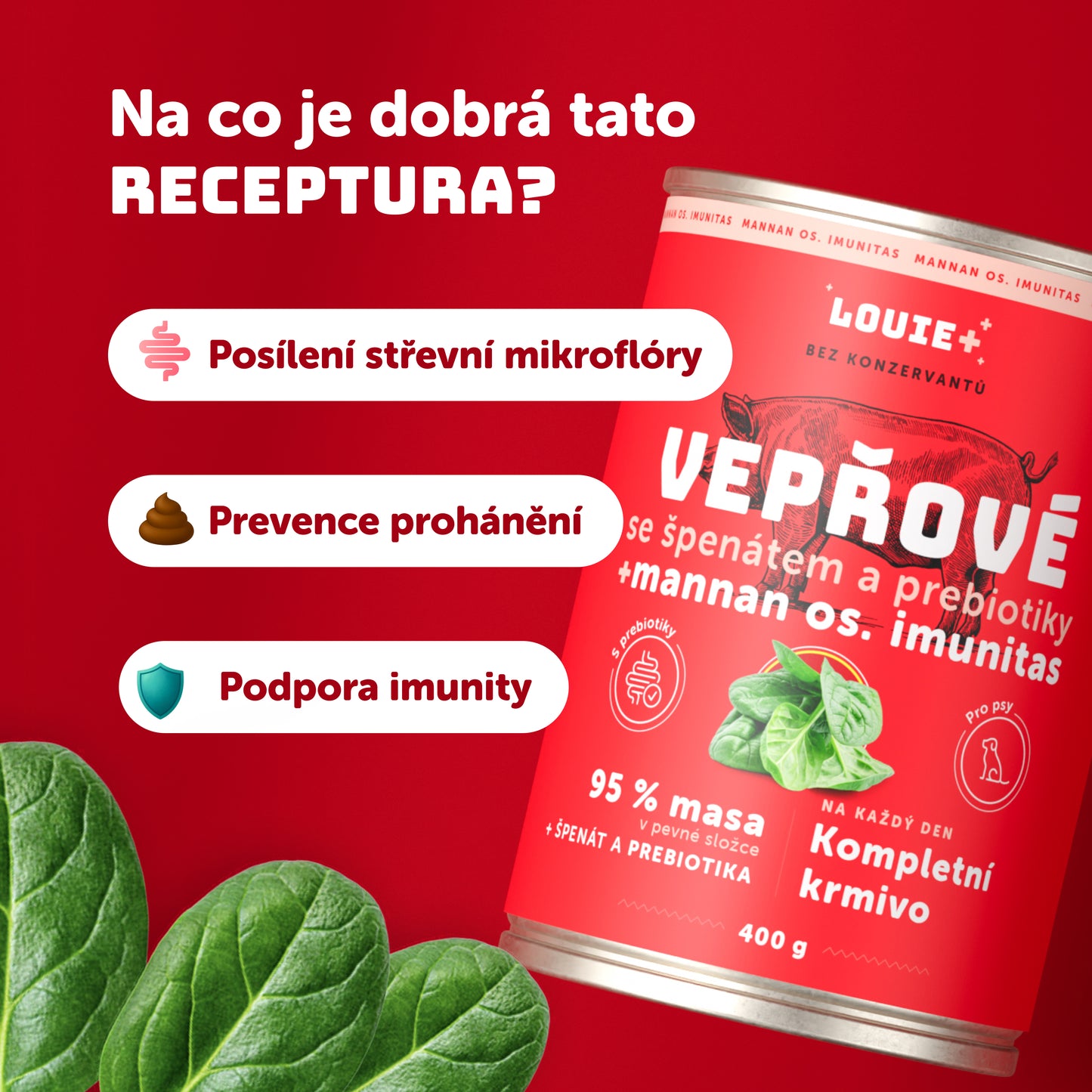 Vepřové se špenátem a prebiotiky 400g