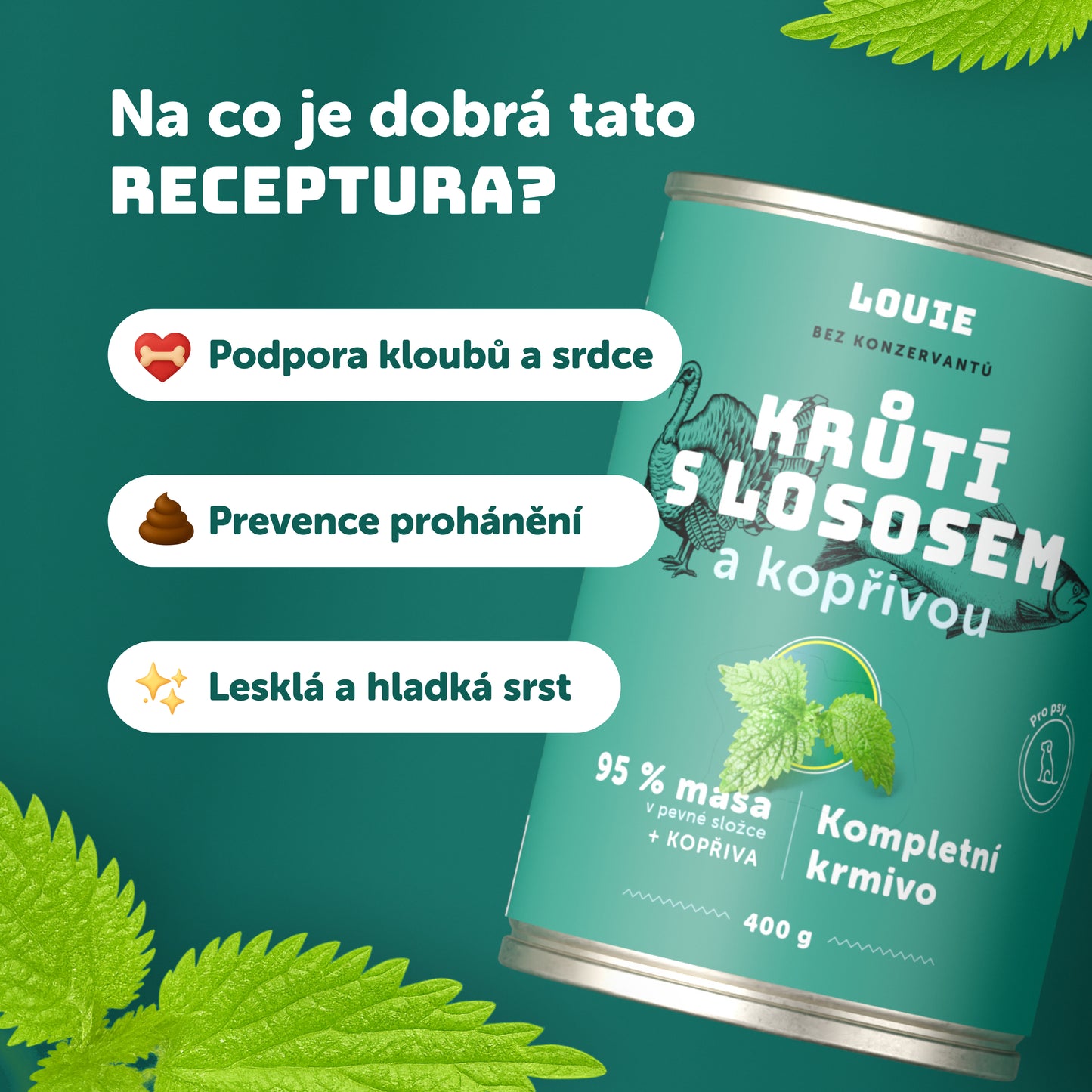 Krůtí s lososem a kopřivou 1200g