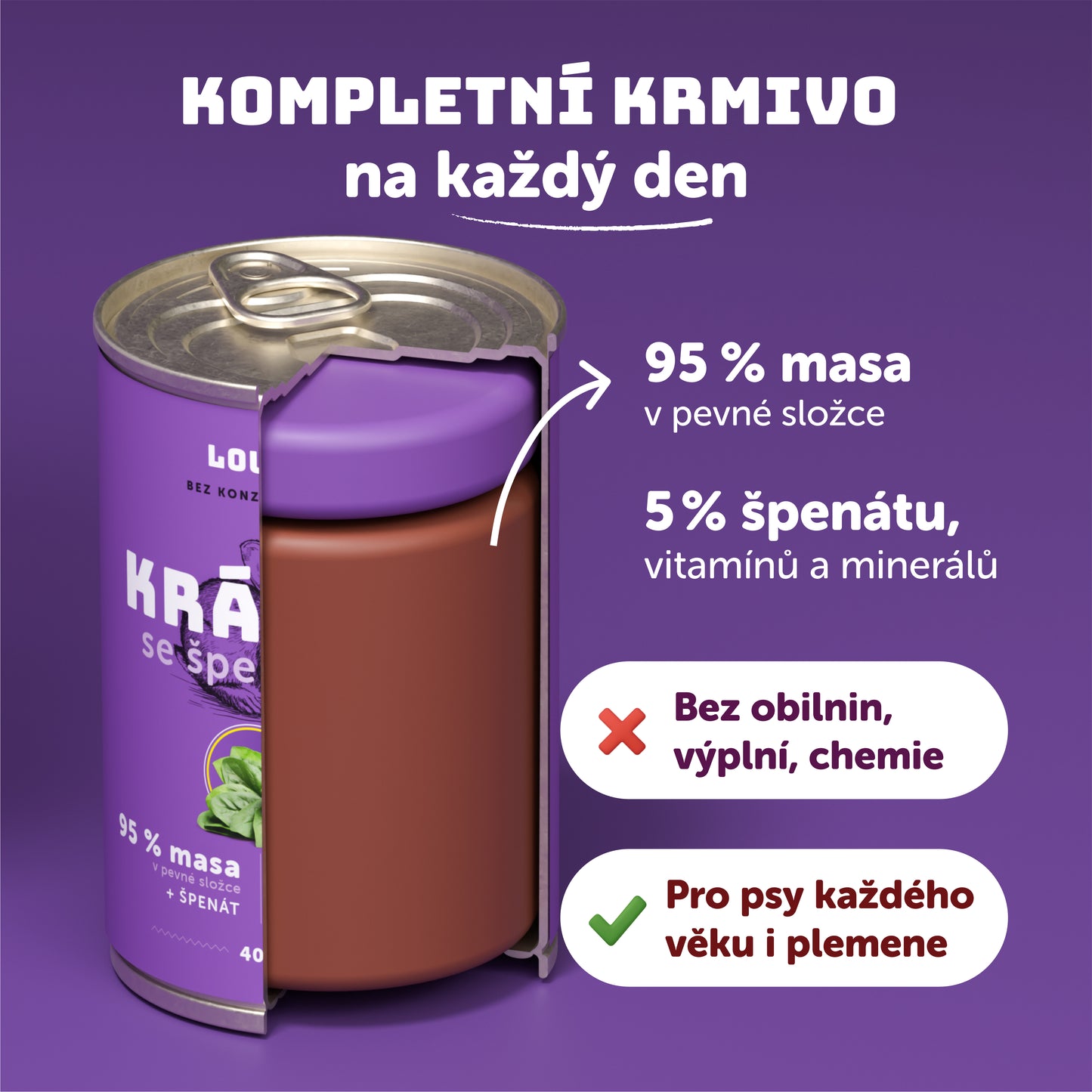 Králík s kuřecím, špenátem a prebiotiky 400g