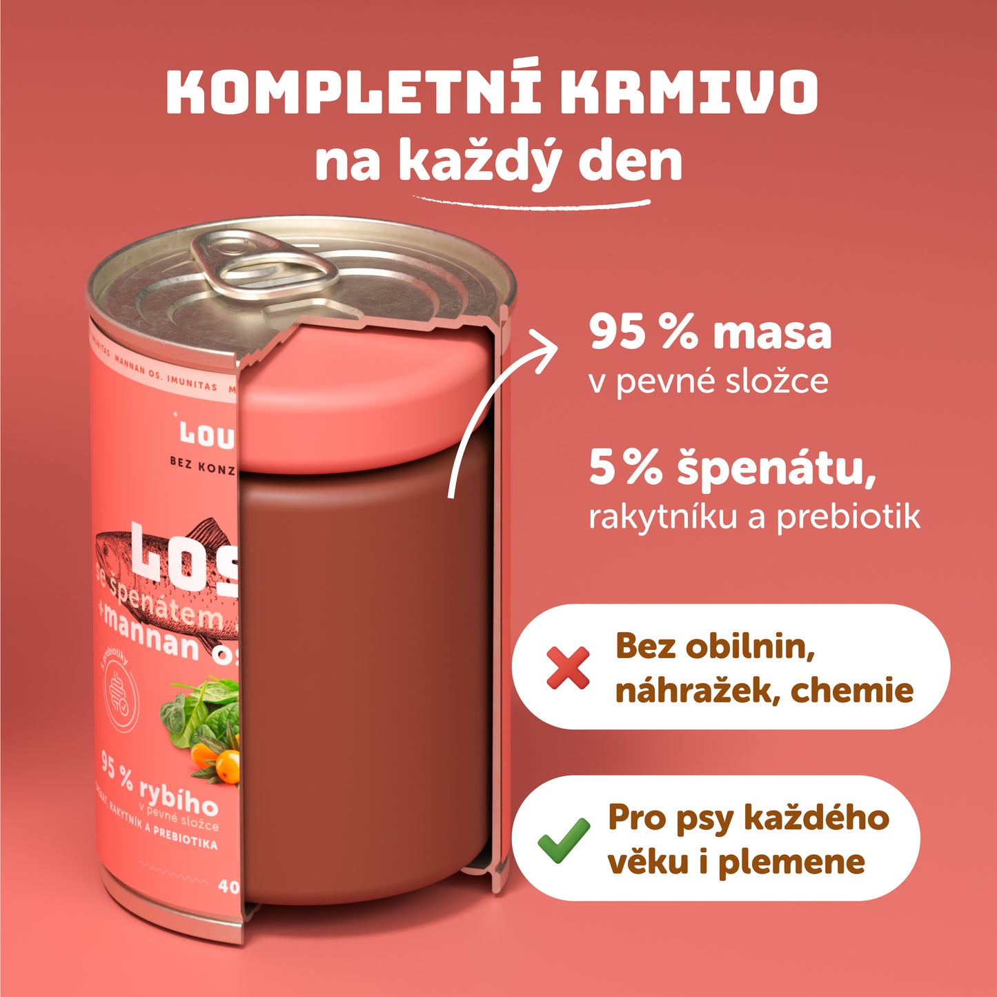 Losos s rakytníkem, špenátem a prebiotiky 400g - 8 ks