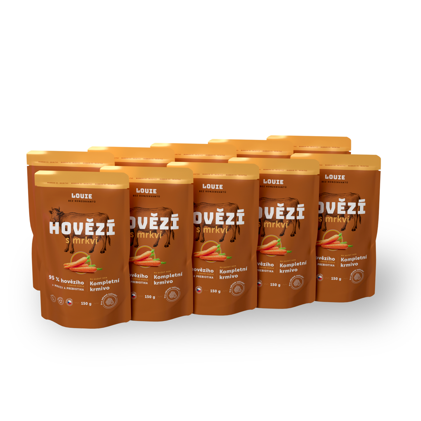 Balení kapsiček 10ks - Hovězí s mrkví a prebiotiky 150g