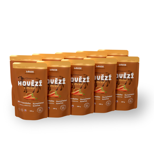 Balení kapsiček 10ks - Hovězí s mrkví a prebiotiky 150g