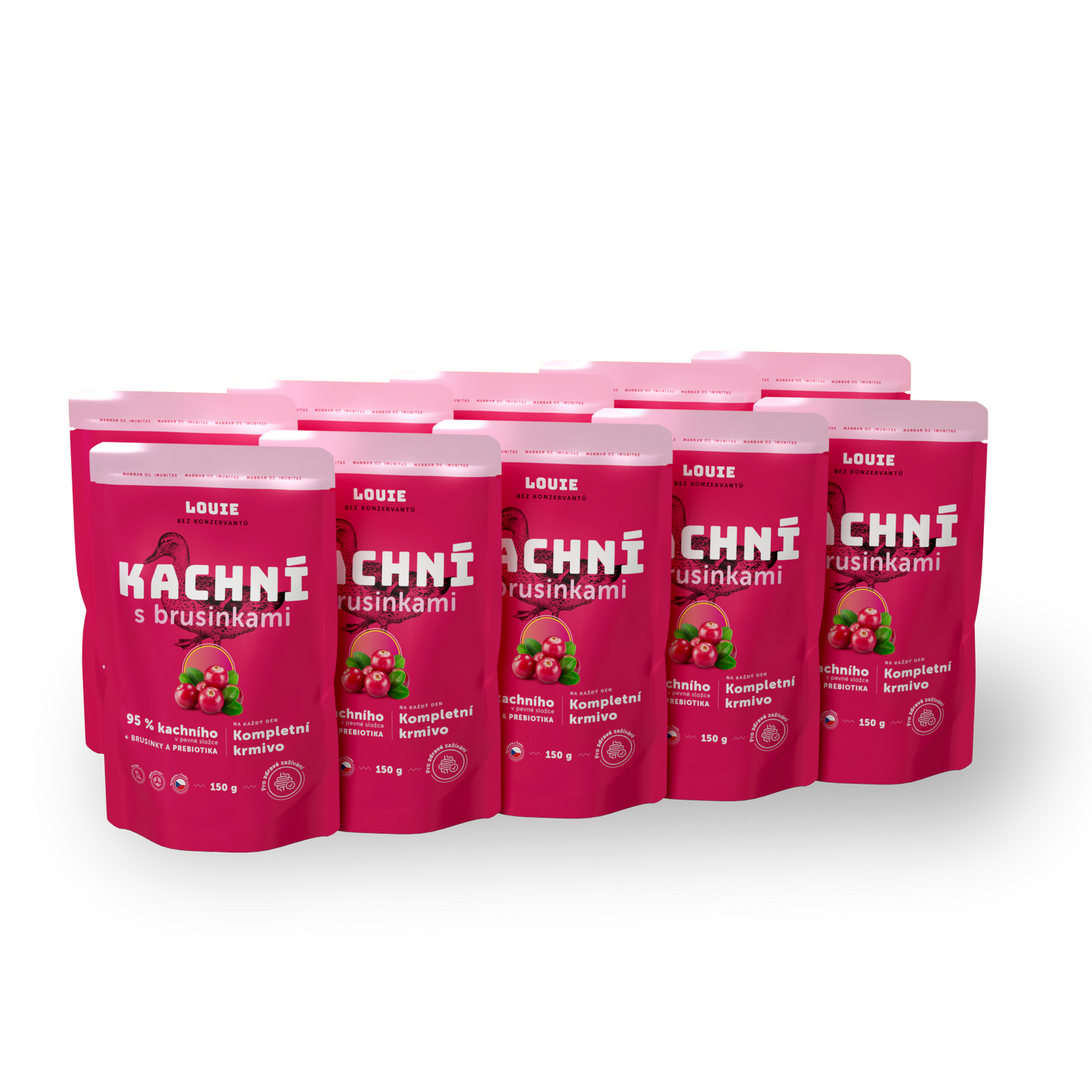 Balení kapsiček 10ks - Kachní s brusinkami a prebiotiky 150g