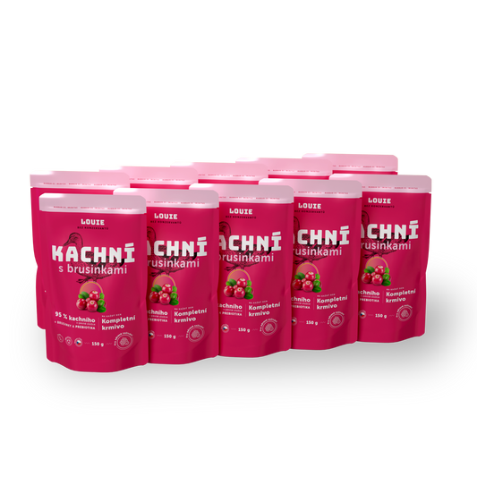 Balení kapsiček 10ks - Kachní s brusinkami a prebiotiky 150g