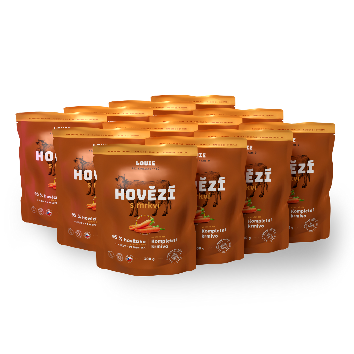 Balení kapsiček 12ks - Hovězí s mrkví a prebiotiky 300g