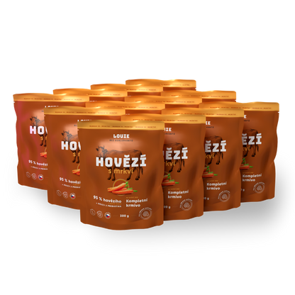 Balení kapsiček 12ks - Hovězí s mrkví a prebiotiky 300g