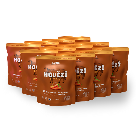 Balení kapsiček 12ks - Hovězí s mrkví a prebiotiky 300g