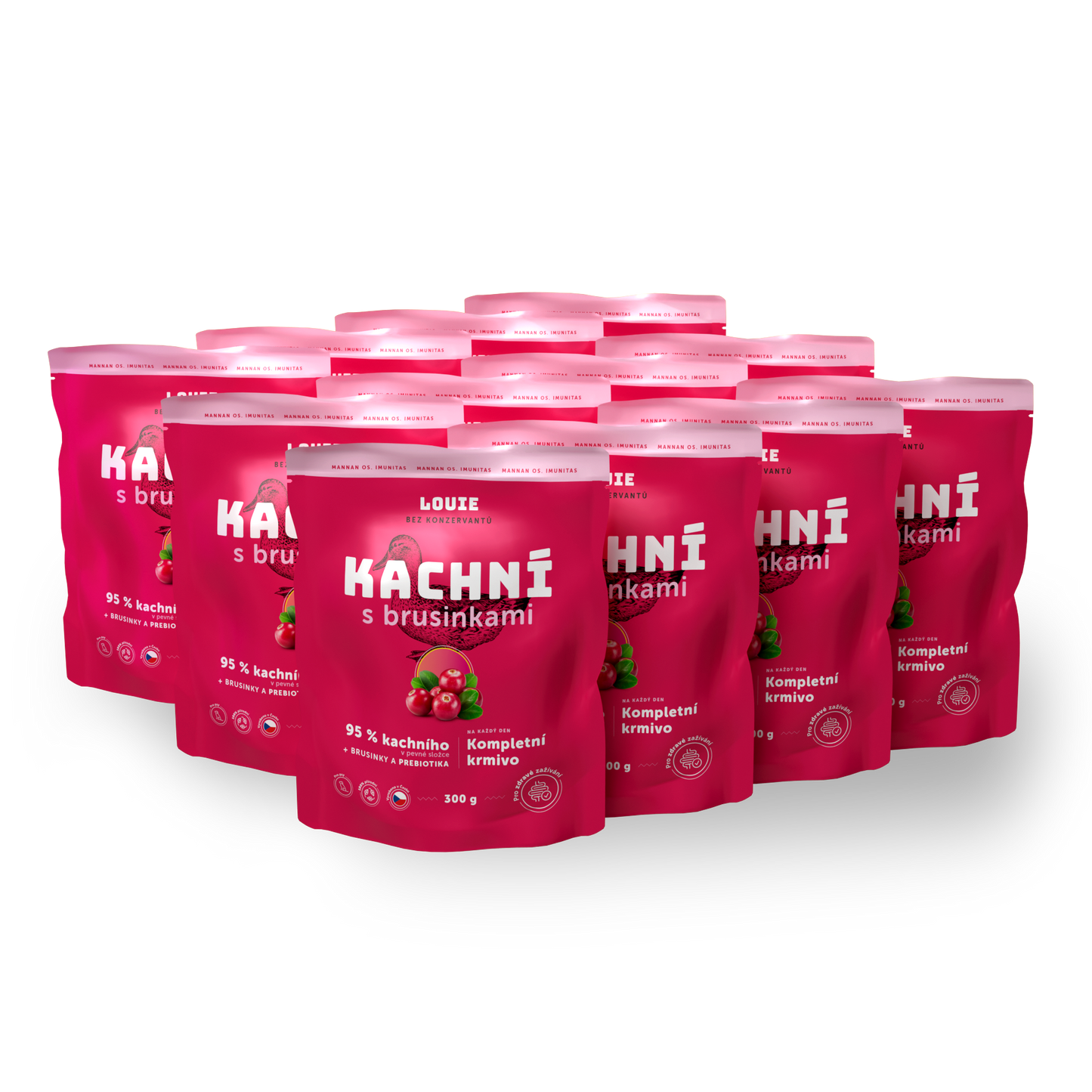 Balení kapsiček 12ks - Kachní s brusinkami a prebiotiky 300g