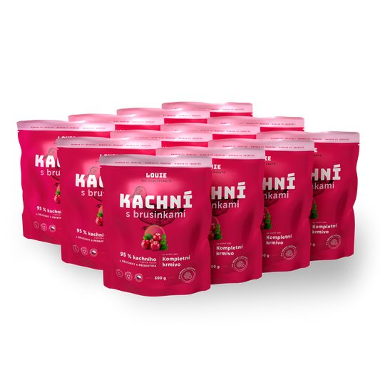 Balení kapsiček 12ks - Kachní s brusinkami a prebiotiky 300g