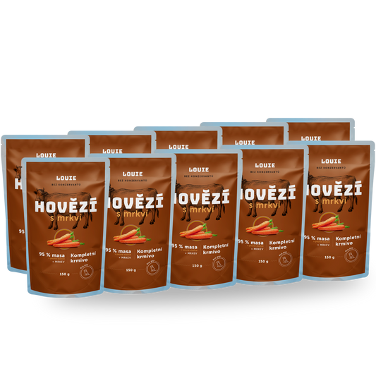 Paket mit 10 Beuteln – Rind mit Karotten 150 g