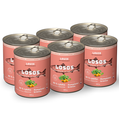 Výhodné balení 6ks - Losos s rakytníkem a prebiotiky 800g