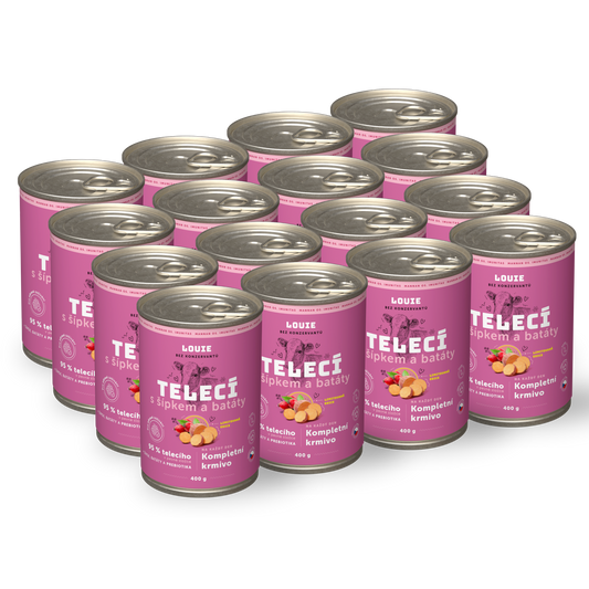 Výhodné balení 16ks - Telecí s šípky, batáty a prebiotiky 400g