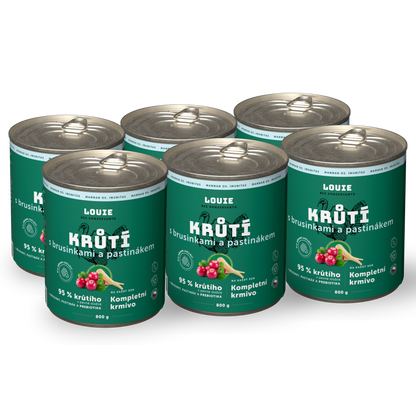 Výhodné balení 6ks - Krůtí s brusinkami, pastiňákem a prebiotiky 800g