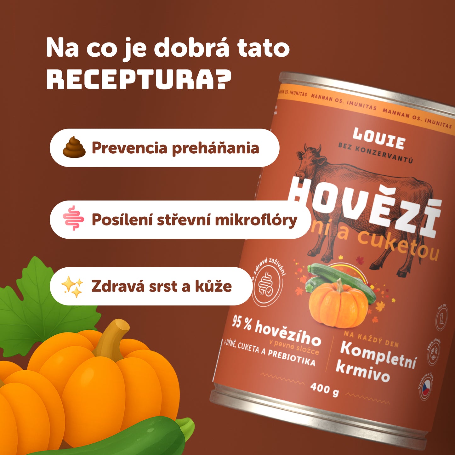 Výhodné balení 8ks - Hovězí s dýní, cuketou a prebiotiky 400g