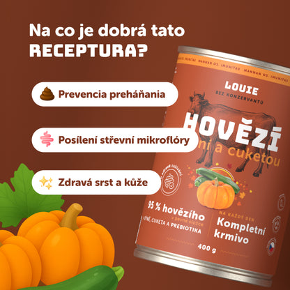 Výhodné balení 8ks - Hovězí s dýní, cuketou a prebiotiky 400g