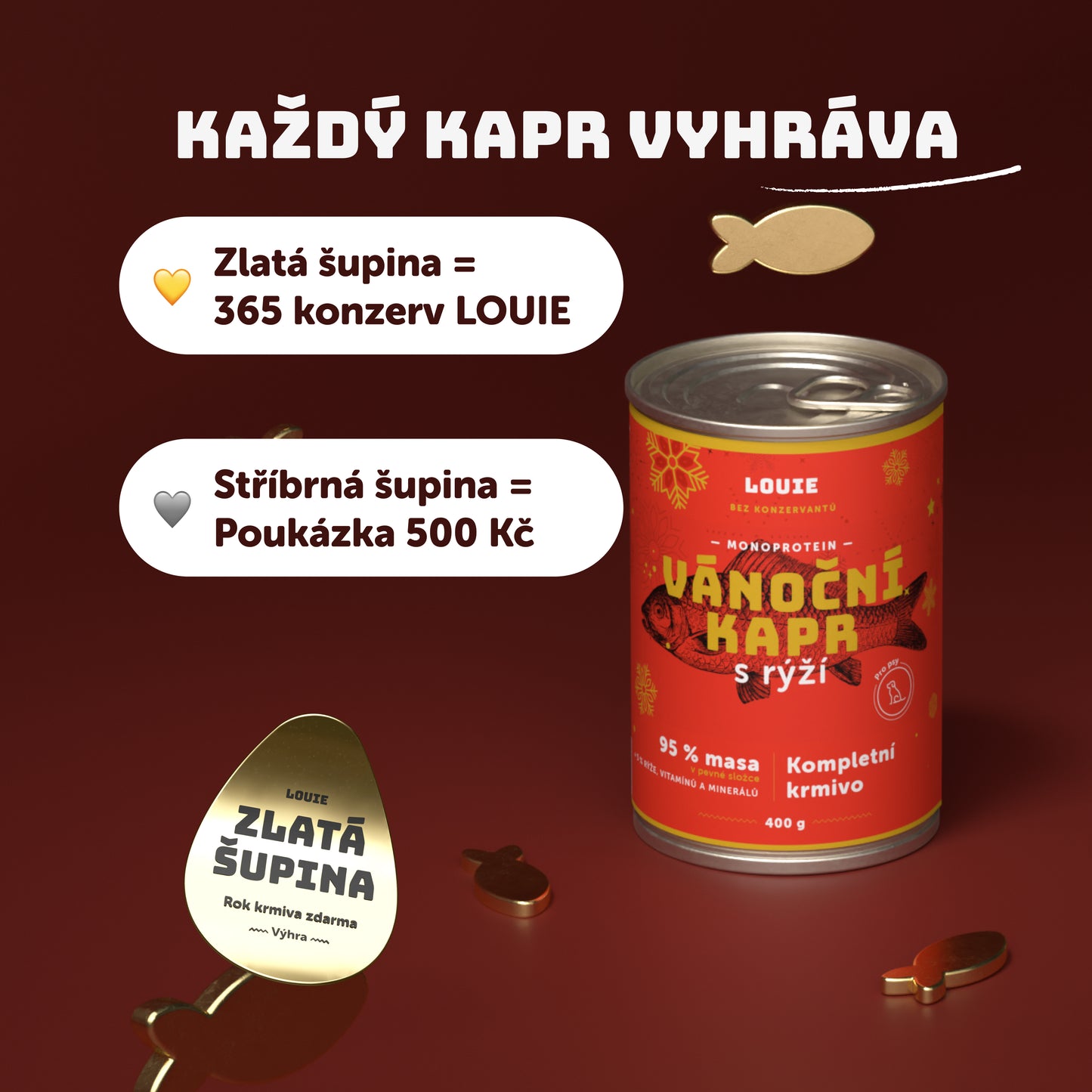 Adventní balíček bez kuřecího 24ks + Vánoční kapr zdarma 400g