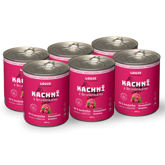 Výhodné balení 6ks - Kachní s brusinkami a prebiotiky 800g