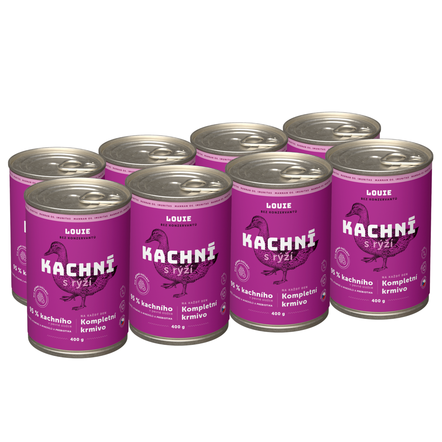 Výhodné balení 8ks - Kachní s rýží a prebiotiky 400g