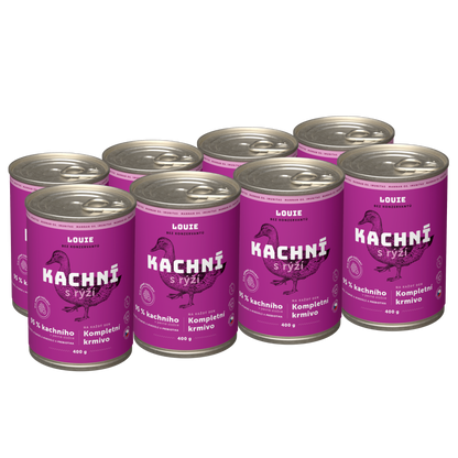 Výhodné balení 8ks - Kachní s rýží a prebiotiky 400g
