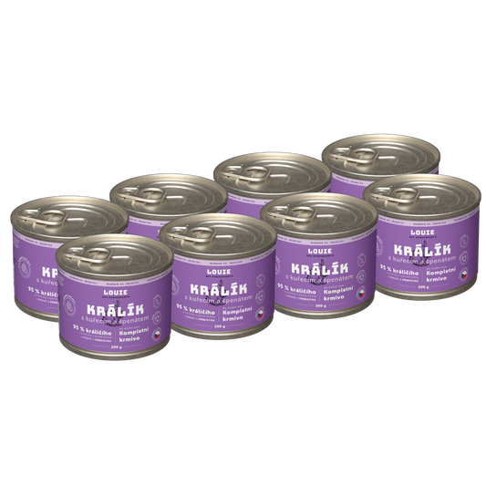Výhodné balení 8ks - Králik s kuřecím a prebiotiky 200g