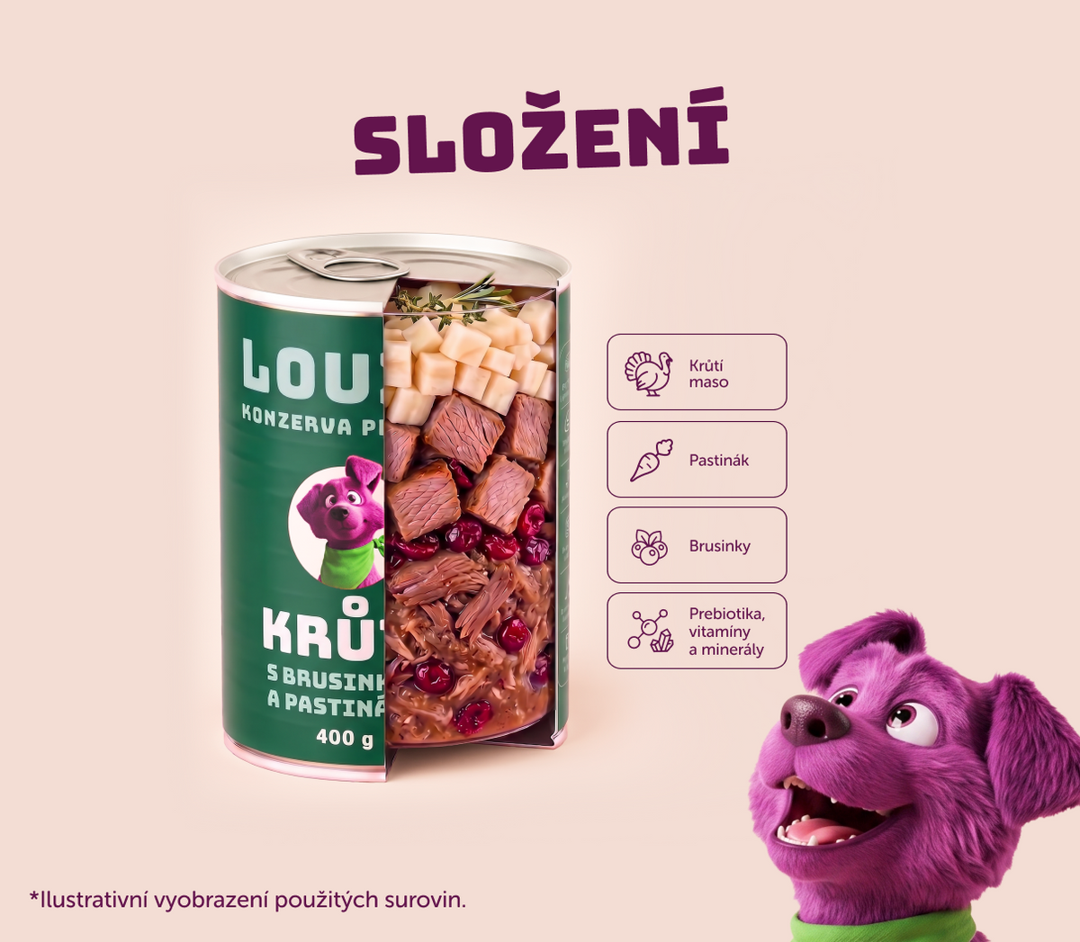 Krůtí s brusinkami a pastinákem 400g