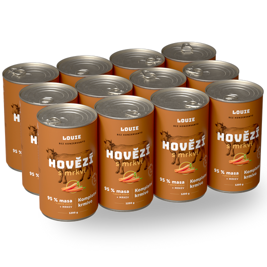 Výhodné balení 12 ks - Hovězí s mrkví 1200g