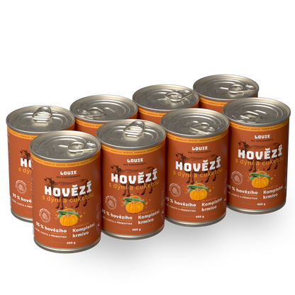 Výhodné balení 8ks - Hovězí s dýní, cuketou a prebiotiky 400g