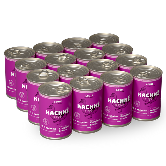 Výhodné balení 16ks - Kachní s rýží a prebiotiky 400g