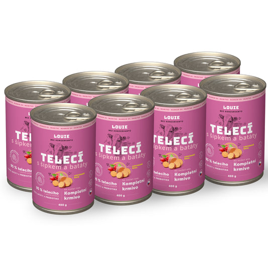 Výhodné balení 8ks - Telecí s šípky, batáty a prebiotiky 400g