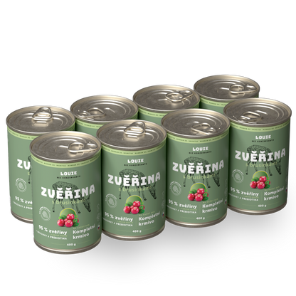 Výhodné balení 8ks - Zvěřina s brusinkami a prebiotiky 400g