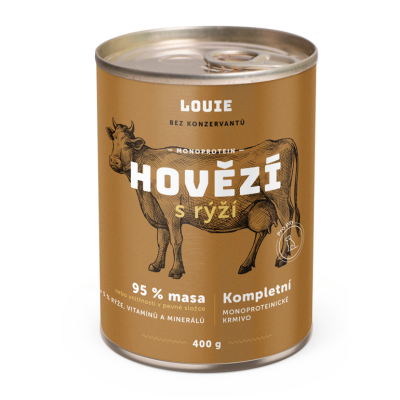 LOUIE konzerva pro psy Hovězí s rýží 400g
