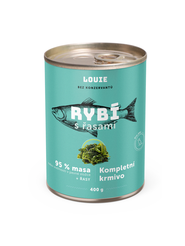 LOUIE konzerva pro psy - Rybí s řasami 400 g