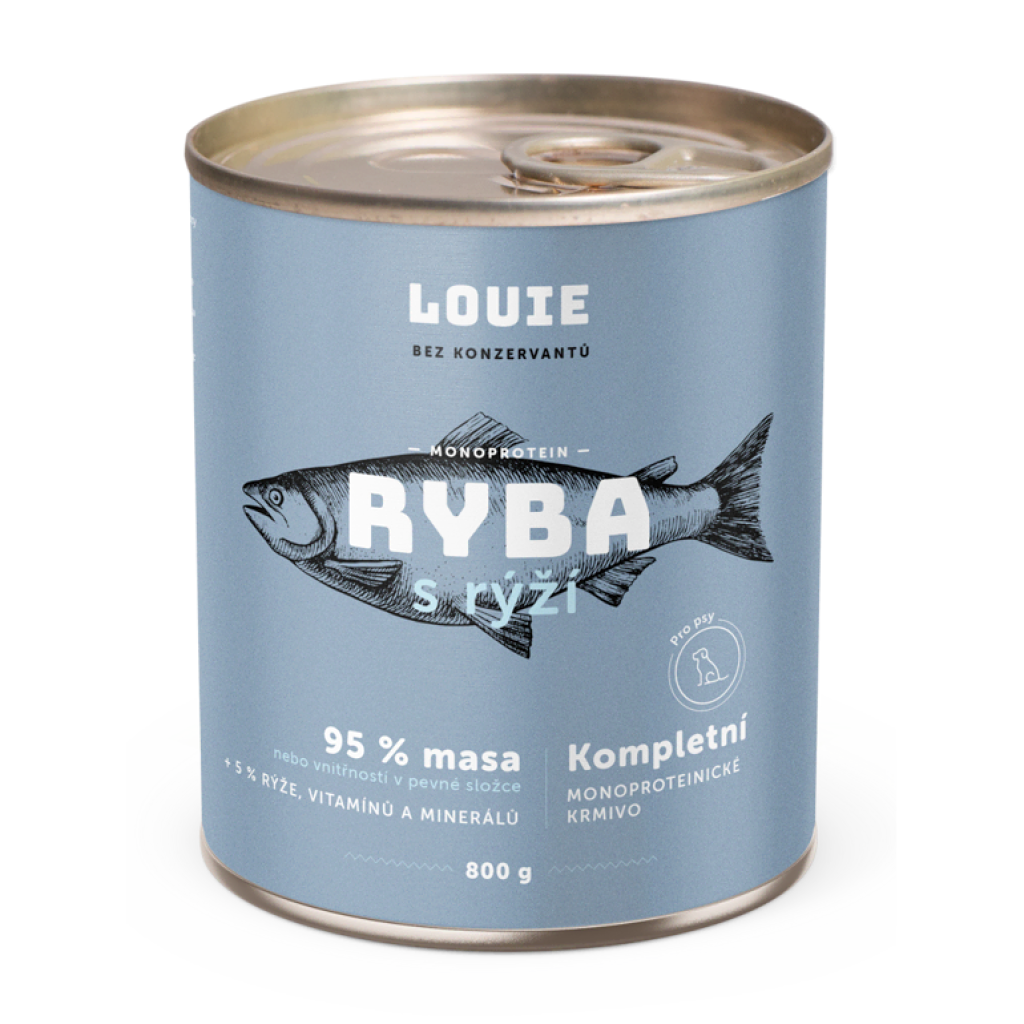 LOUIE konzerva pro psy Ryba s rýží 800g