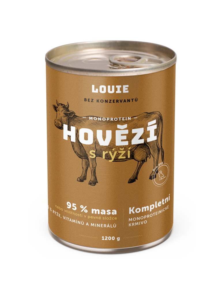 LOUIE konzerva pro psy Hovězí s rýží 1200g