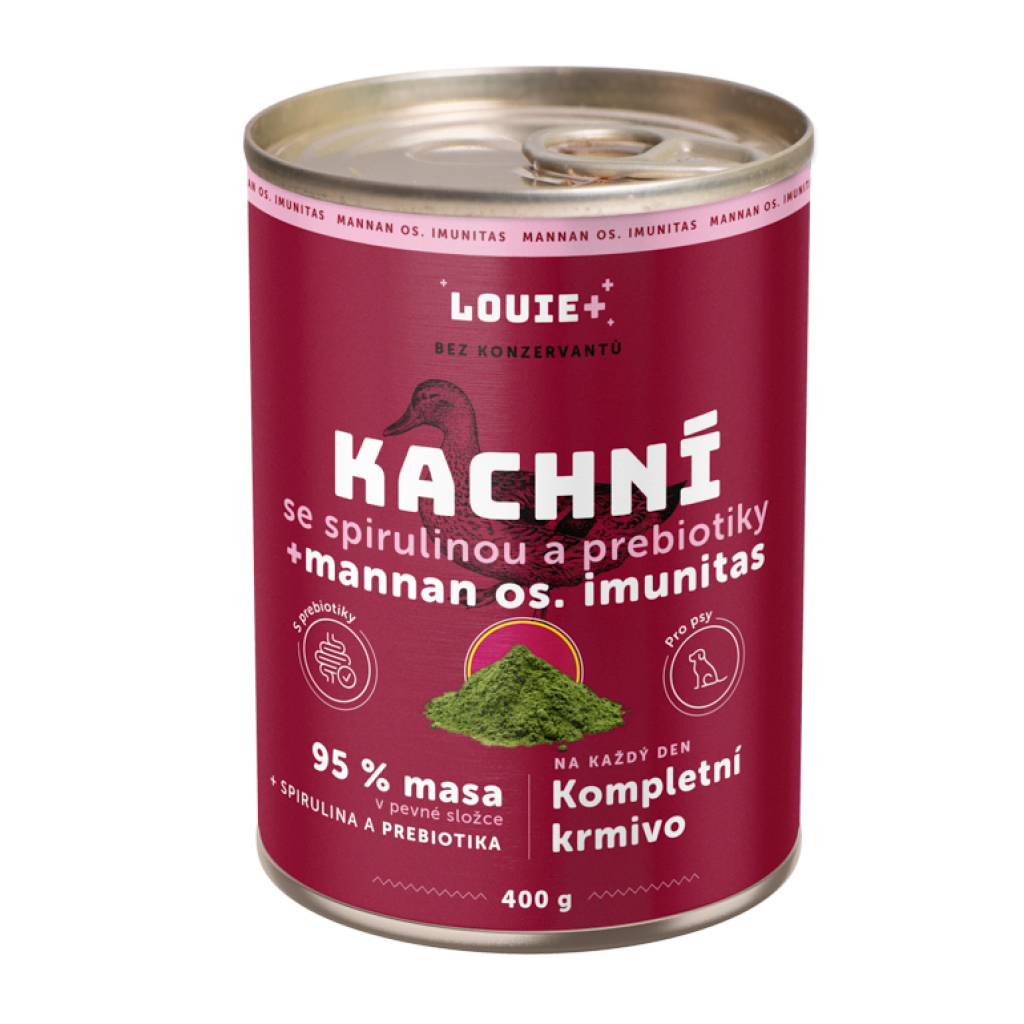 Kachní se spirulinou a prebiotiky 400 g - LOUIE kompletní krmivo pro psy