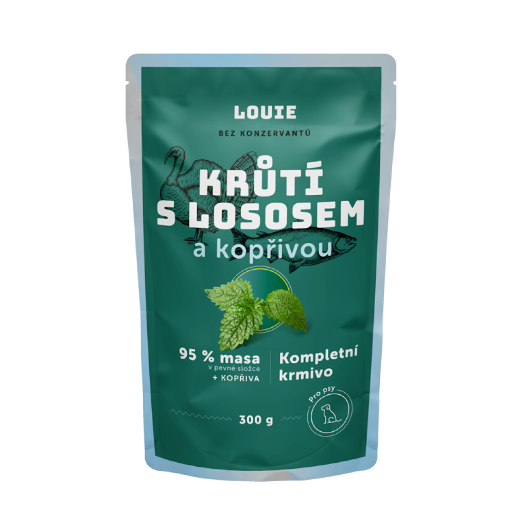 LOUIE kapsička pro psy krůtí s lososem a kopřivou 300 g