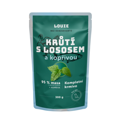 LOUIE kapsička pro psy krůtí s lososem a kopřivou 300 g