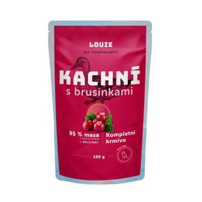 Kachní kapsička s brusinkami 150g – LOUIE kompletní krmivo pro psy
