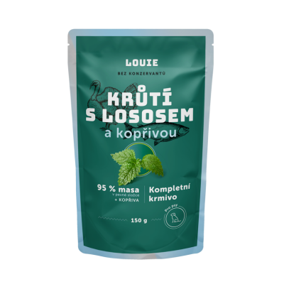 Krůtí kapsička s lososem a kopřivou 150 g – LOUIE kompletní krmivo pro psy