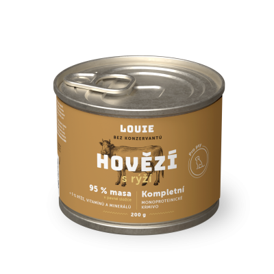 Hovězí s rýží  200 g - LOUIE kompletní krmivo pro psy