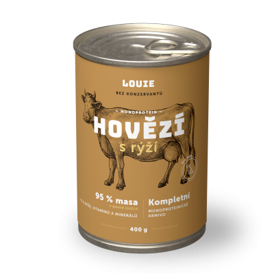 Hovězí s rýží 400 g - LOUIE kompletní krmivo pro psy