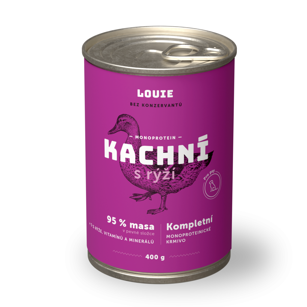 Kachní s rýží 400 g - LOUIE kompletní krmivo pro psy