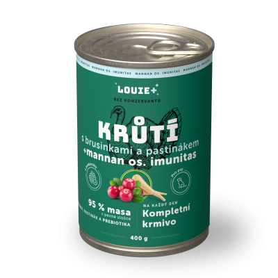 Krůtí s brusinkami, pastinákem + prebiotika 400 g - LOUIE kompletní krmivo pro psy