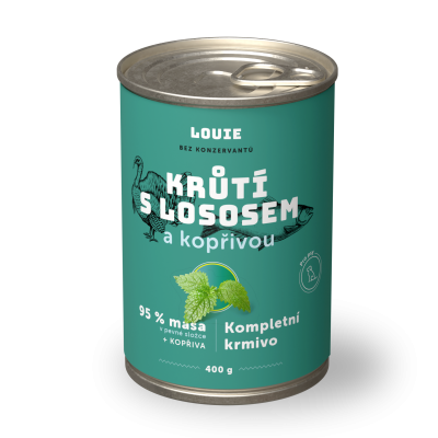 Krůtí s lososem a kopřivou 400 g - LOUIE kompletní krmivo pro psy
